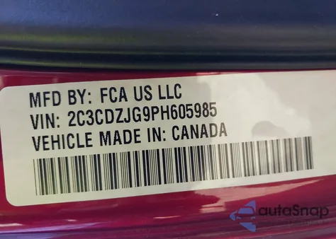 2023 Dodge Challenger Gt из США, поврежденный, VIN 2C3CDZJG9PH605985